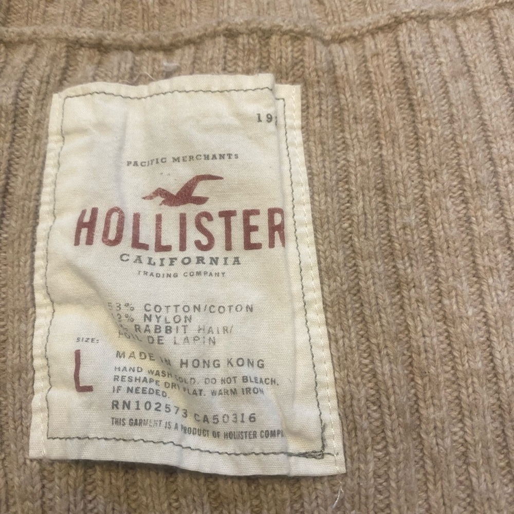 VTG Y2K Hollister Dark Tan Ribbed Knit Babydoll Sweater Rare - Picture 3 of 9